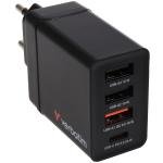 Incarcator Verbatim CHR-30EU1 30W GaN negru 2x USB-A 1x USB-A QC 1x USB-C PD Retail 2