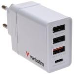 Incarcator Verbatim CHR-30EU2 30W GaN alb 2x USB-A 1x USB-A QC 1x USB-C PD Retail 2
